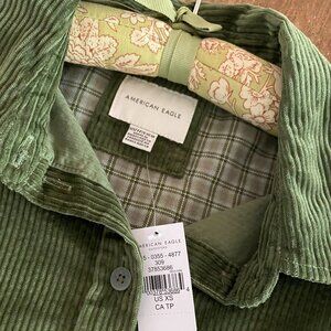 AE Oversized Corduroy Shirt XS Olive ~NWT~